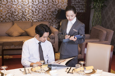 酒店餐厅服务员点菜图片素材_免费下载_jpg图片格式_VRF高清图片501203548 .